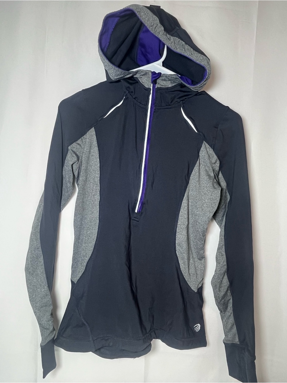 MPG Black Heather Gray Purple Lined Half-Zip Hoodie